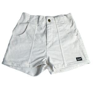 High-Waisted White Corduroy Shorts